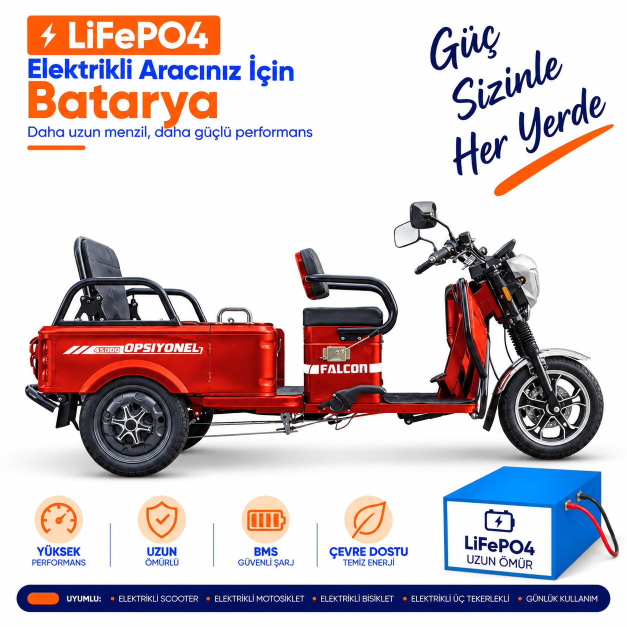 FALCON OPSİYONEL 45000 Falcon OPSİYONEL 45000 LiFePO4 Batarya Yenileme ve Kapasite Yükseltme - Görsel 1