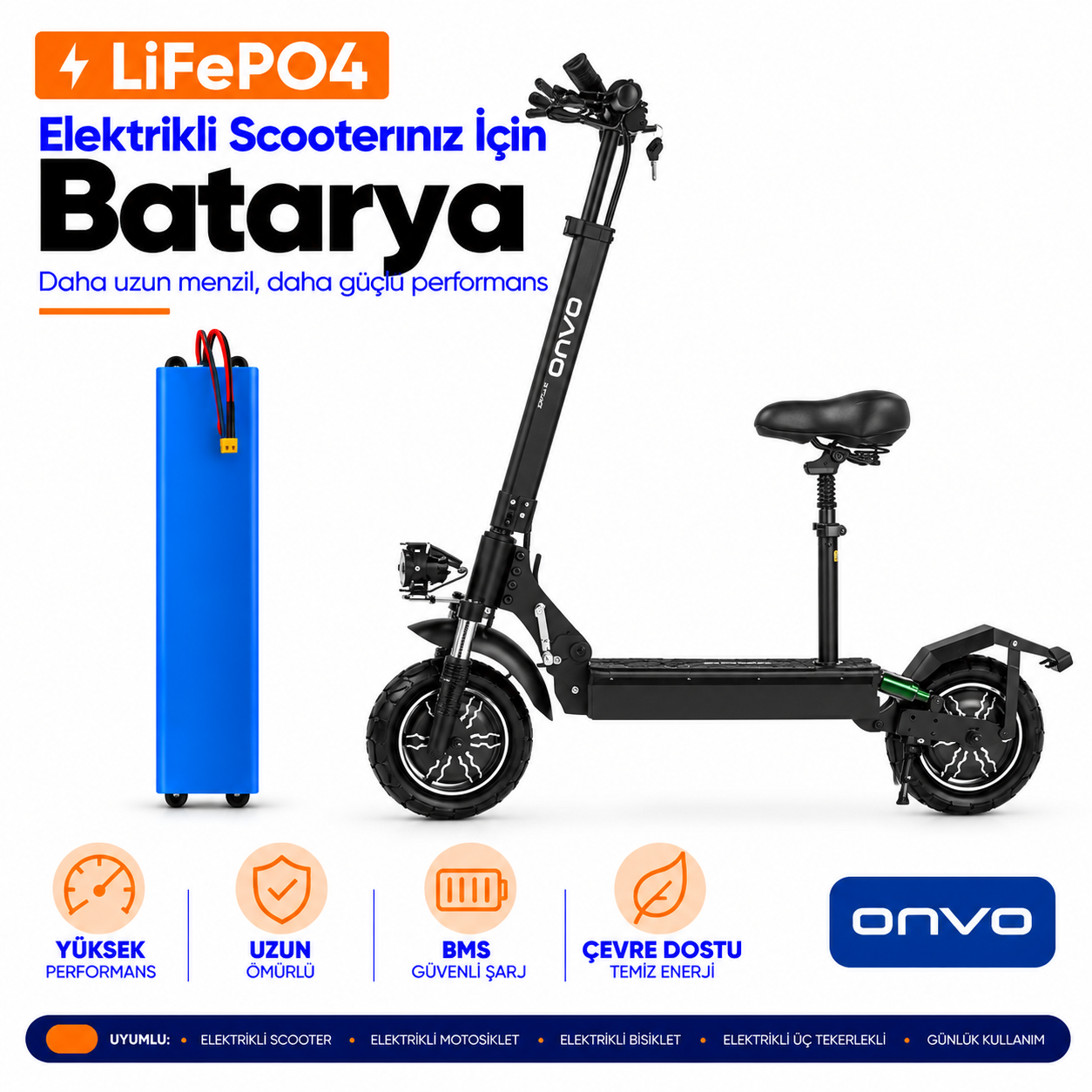 Onvo OV-013 Elektrikli Scooter Batarya Onvo OV-013 X Scooter LiFePO4 Batarya Yenileme ve Güçlendirme - Görsel 1